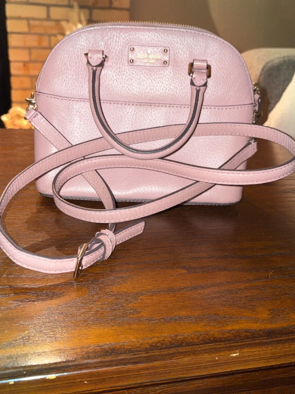 kate spade pale pink pebble leather dome crossbody